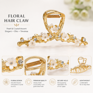 Elegant Floral Metal Hair Clamp – Women’s Hair Claw Clip with Gift Box